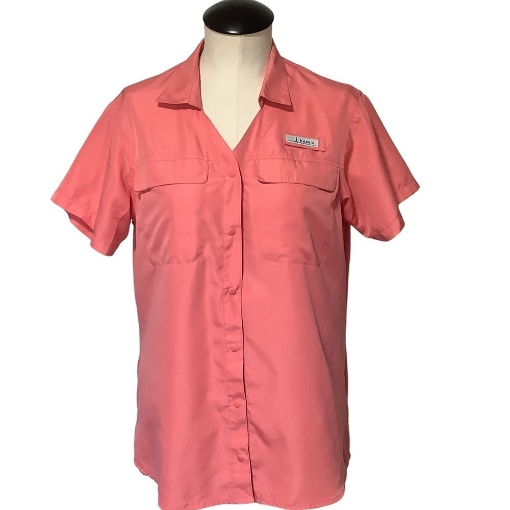 HABIT SPF 40+ Vented Short Sleeve Snap Shirt - Size M